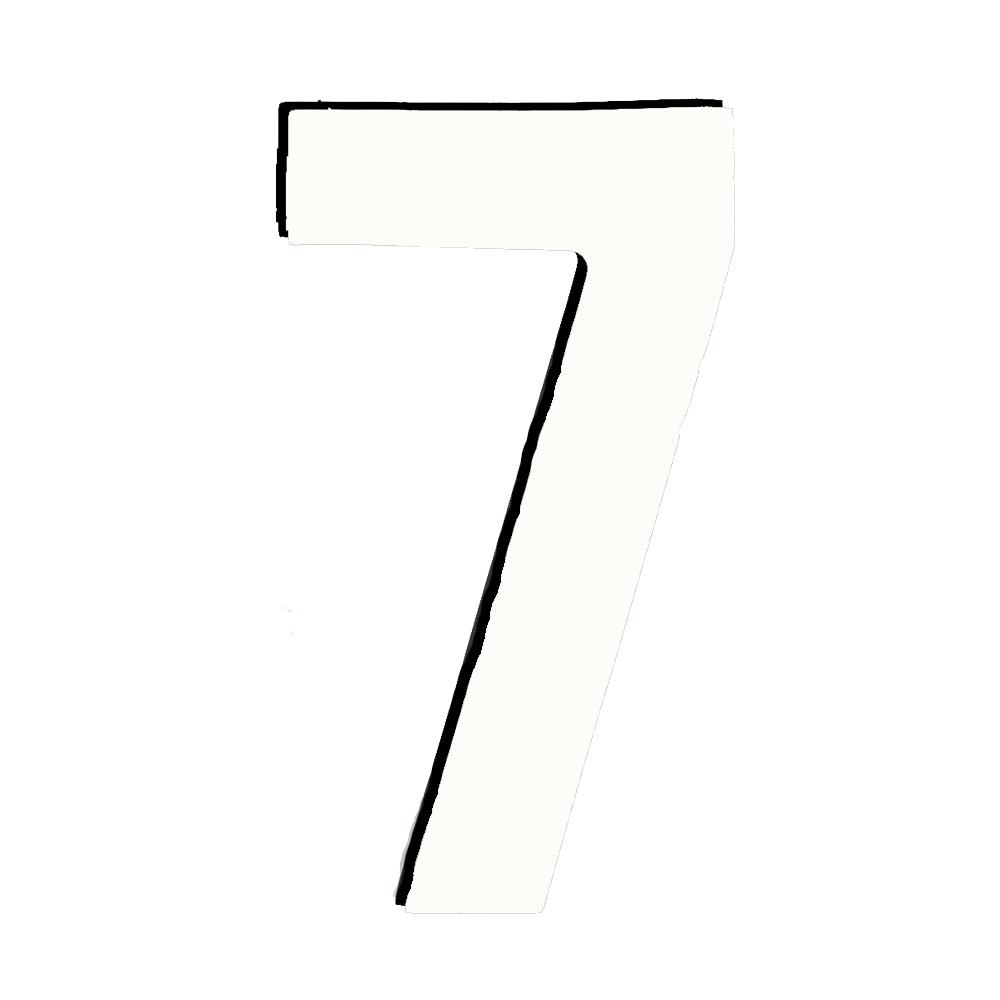 9 pouces Nombre de Course 7 In White